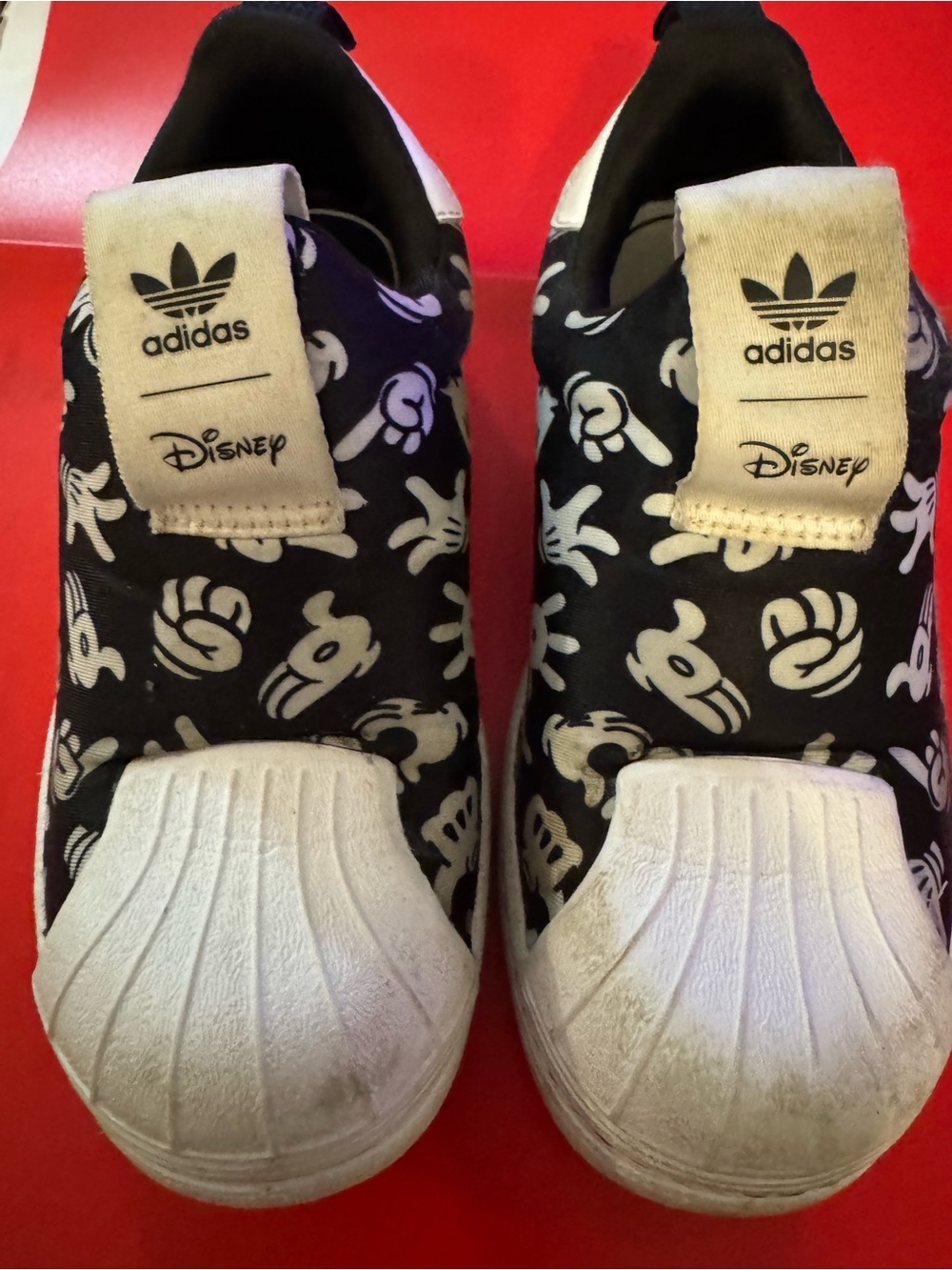 adidas Kids Black and White Disney Slip-On Sneakers